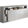 Maestro buffet - betondecor en glanzend gelakte wit - 4 deuren - l 184 x d 42 x H 93 cm