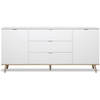 GÖTEBORG Laag dressoir - Scandinavische stijl - Eiken en wit decor - L 180 cm