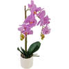 Hoyz Greenery - Kunst Orchidee 52 cm roze in witte pot
