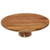 5Five taart/gebak serveerschaal - plat - rond - acacia hout - 28 x 9 cm - presentatie schaal - Serveerschalen