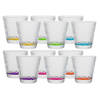 Vivalto Waterglazen/drinkglazen Colorama - 12x - transparant kleurenmix - 310 ml - 9 cm - Drinkglazen