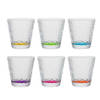 Vivalto Waterglazen/drinkglazen Colorama - 6x - transparant kleurenmix - 310 ml - 9 cm - Drinkglazen