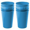 Hega Hogar Onbreekbare drinkglazen - 8x stuks - kunststof - blauw - 300 ml - camping/kinderen - Drinkglazen