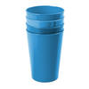 Hega Hogar Onbreekbare drinkglazen - 4x stuks - kunststof - blauw - 300 ml - camping/kinderen - Drinkglazen