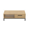 Salontafel 1 lade / 1 nis - CRAFT - Rechthoekig - Hamilton Eik / Zwart - 110,4 x 50 x 36,9 cm - DEMEYRE