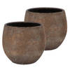 DK Design Bloempot Maya - 2x - roestbruin - D21 x H24 cm - rustiek - Plantenpotten