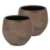 DK Design Bloempot Maya - 2x - roestbruin - D16 x H18 cm - rustiek - Plantenpotten