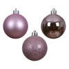 Decoris kleine kerstballen - 14x - lila paars - 3 cm -kunststof - Kerstbal