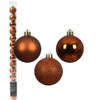 Decoris kleine kerstballen - 14x - koper/cognac - 3 cm -kunststof - Kerstbal