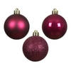 Decoris kleine kerstballen - 14x - donkerroze - 3 cm -kunststof - Kerstbal