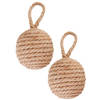 Esschert design deurstopper knoop - 2x - 1.7 kilo - jute - 14 x 14 cm - Deurstoppers