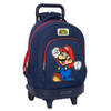 Schoolrugzak met Wielen Super Mario World Marineblauw 33 x 45 x 22 cm