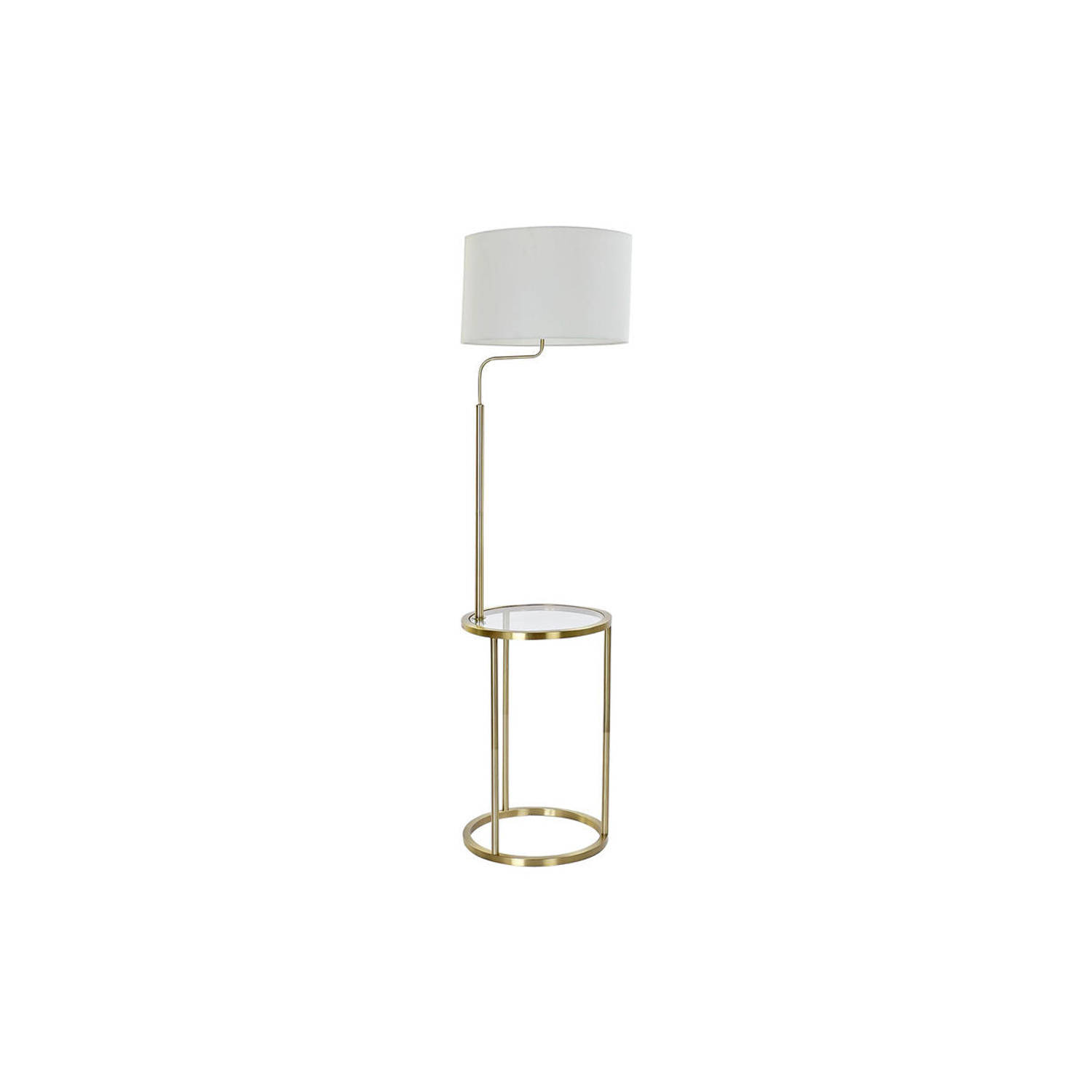 Vloerlamp DKD Home Decor Gouden Metaal Polyester Linnen Wit Glam (43,5 x 40 x 154 cm)