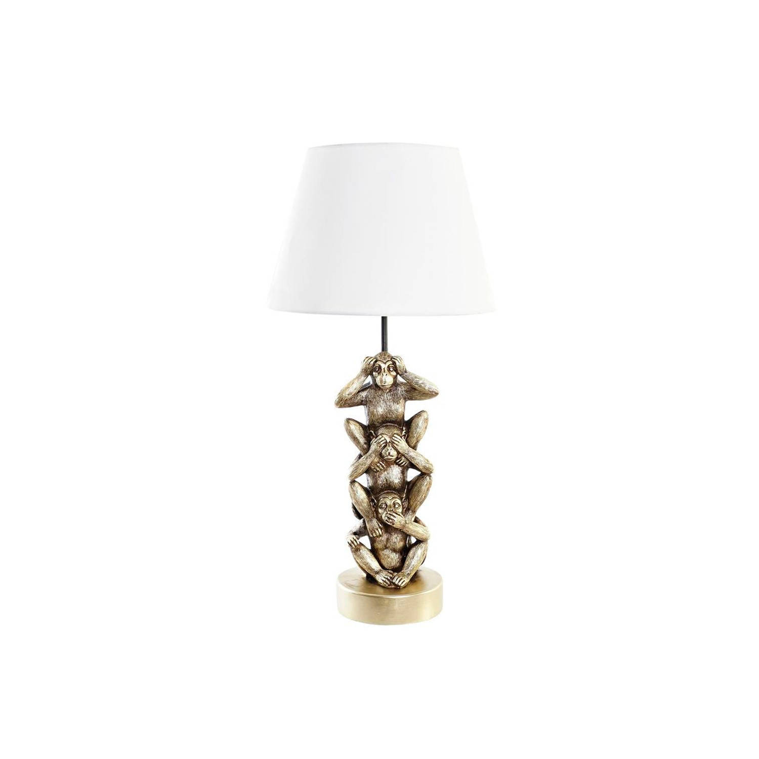 Bureaulamp DKD Home Decor Gouden Wit Koloniaal 220 V 50 W Aap (30 x 30 x 61 cm)