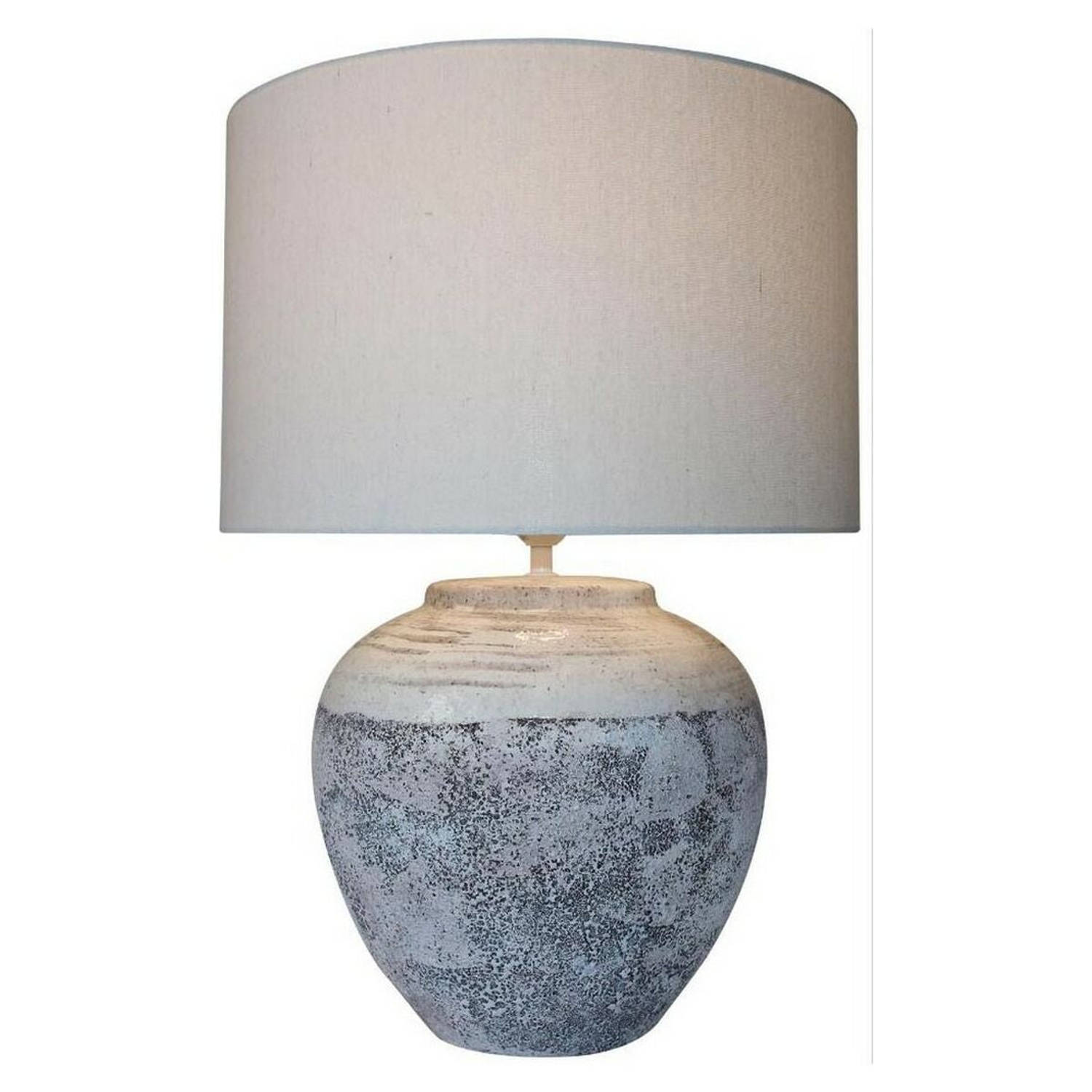 Bureaulamp DKD Home Decor Wit Grijs Keramisch Plastic Canvas 50 W 220 V 42 x 42 x 60 cm