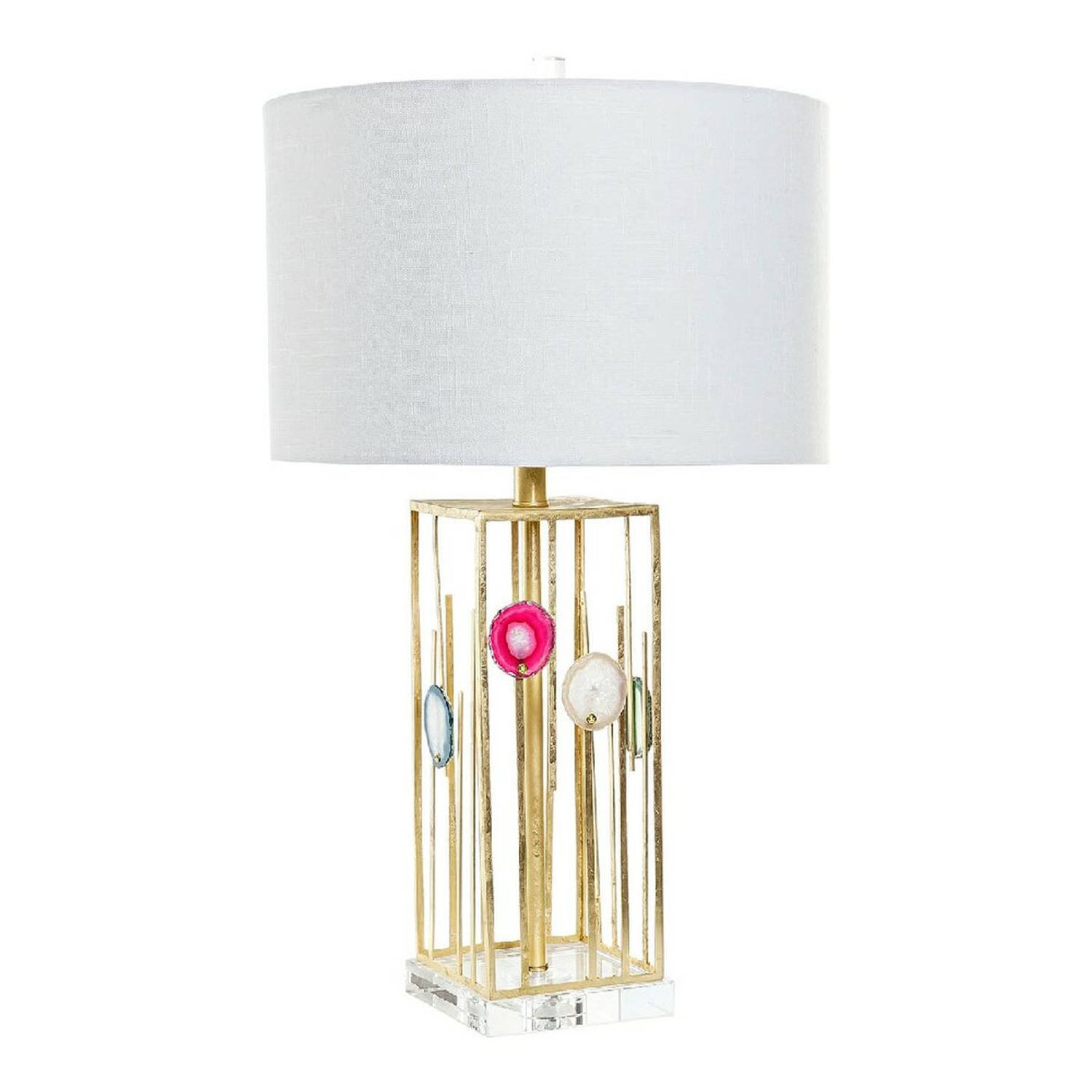 Bureaulamp DKD Home Decor Wit Polyester Metaal Kristal 220 V Gouden 60 W (41 x 41 x 72 cm)