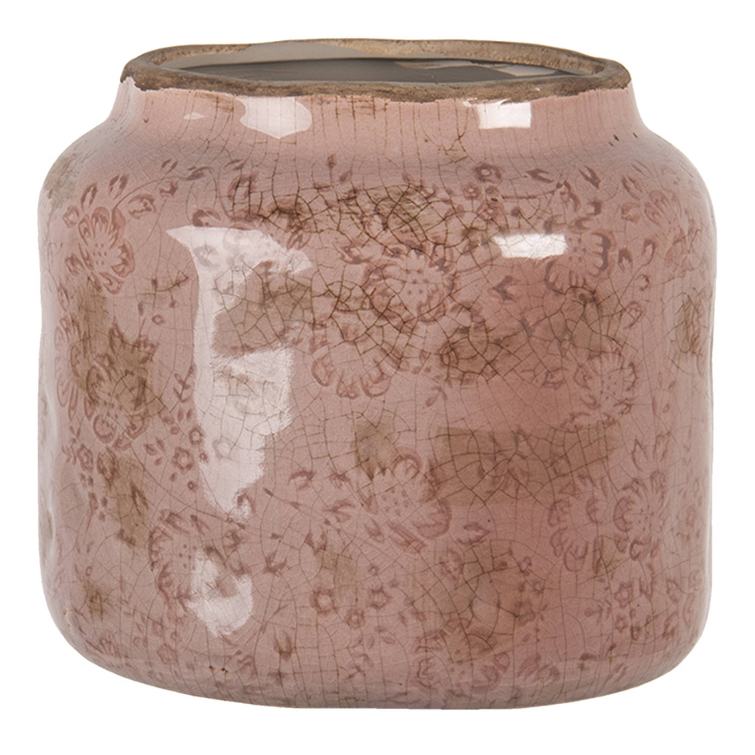 HAES DECO - Bloempot Ø 18x16 cm Roze Keramiek Rond Bloempot binnen Plantenpot Plant pot