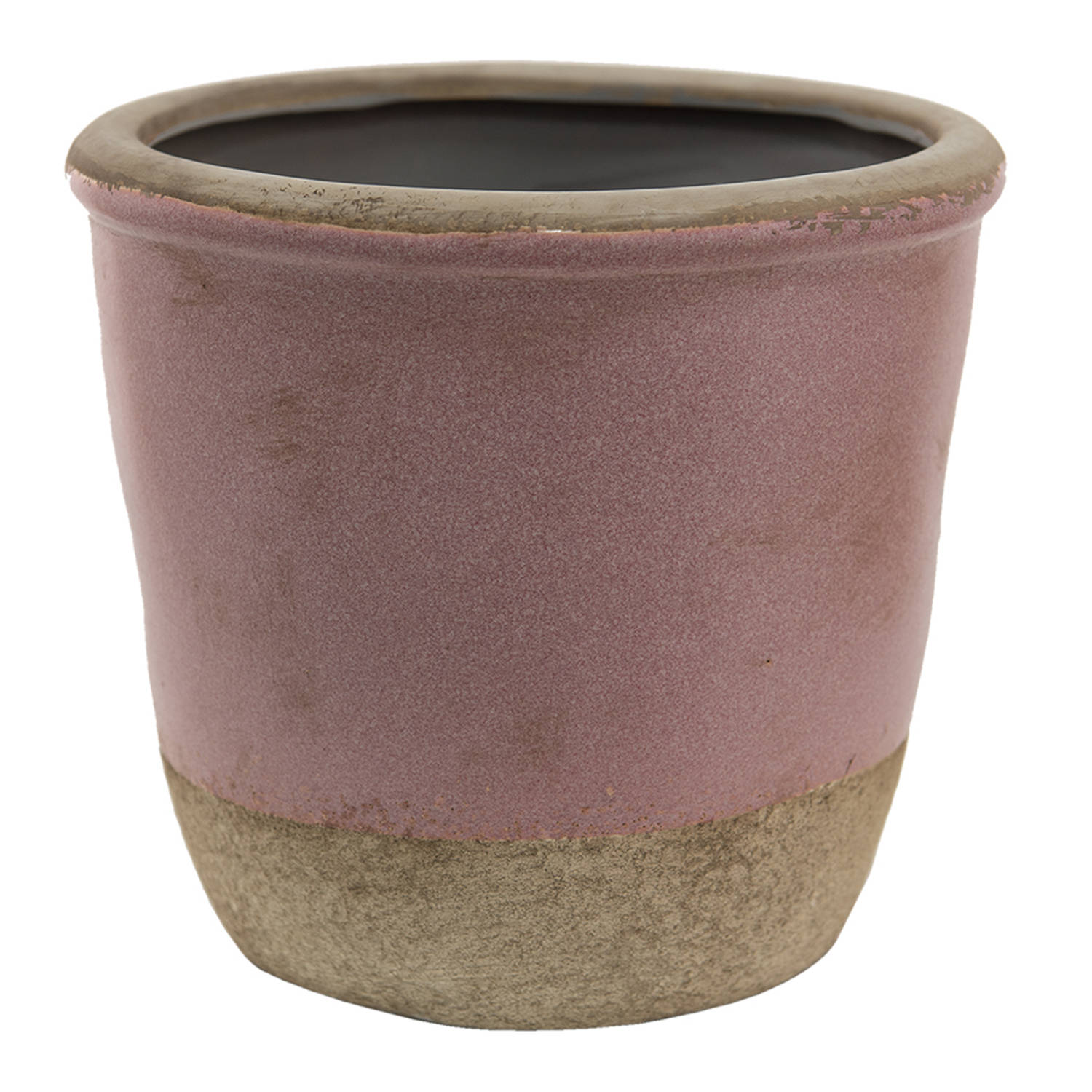 HAES DECO - Bloempot Ø 16x15 cm Roze Beige Keramiek Rond Bloempot binnen Plantenpot Plant pot