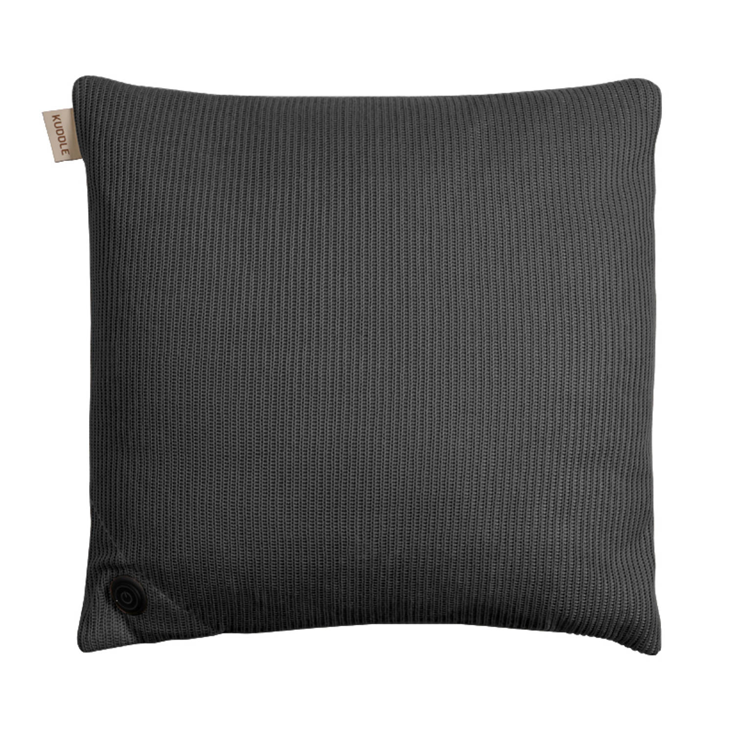 Kuddle Warmtekussen Elektrisch - 45x45cm - Knitted 'Cozy Grey' - Draadloos & Oplaadbaar - Inclusief Powerbank