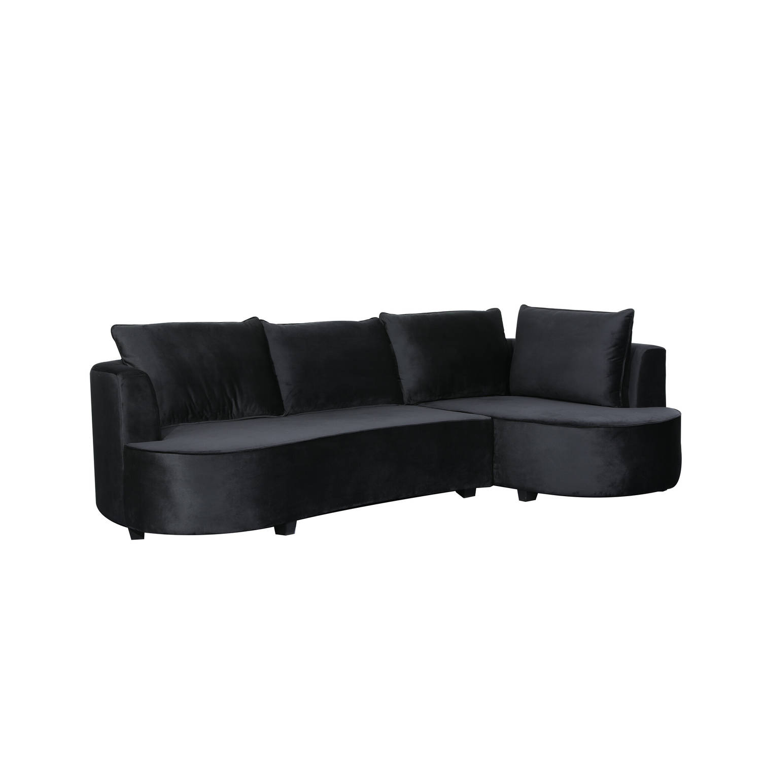 Hoekbank Lando 270cm bank zwart velvet bankstel rechts loungebank