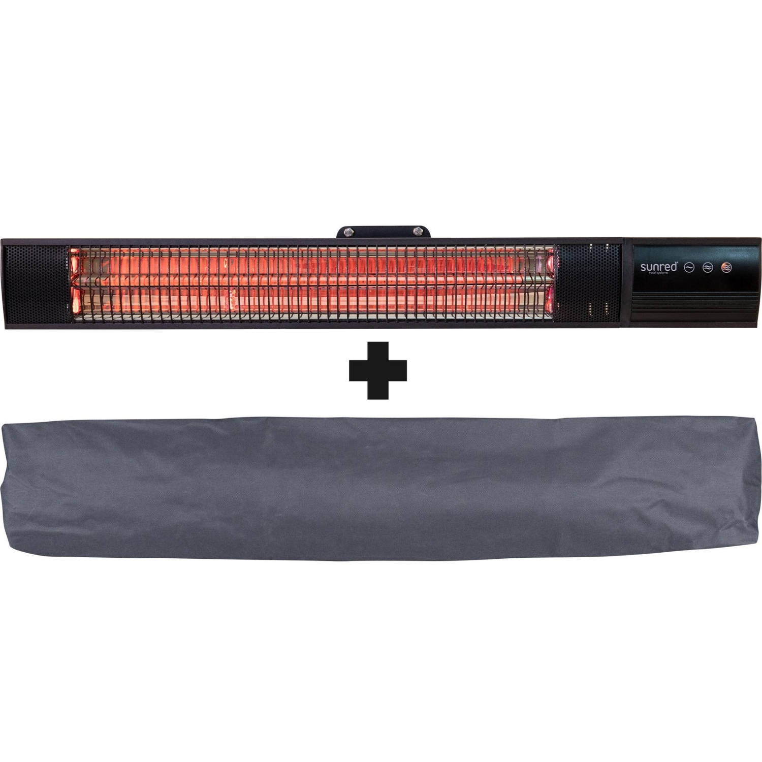 Sunred - COMBIDEAL - Heater & Hoes - Dark lijn - Zwart - Wand model - Terrasverwarmer - Carbon rosé