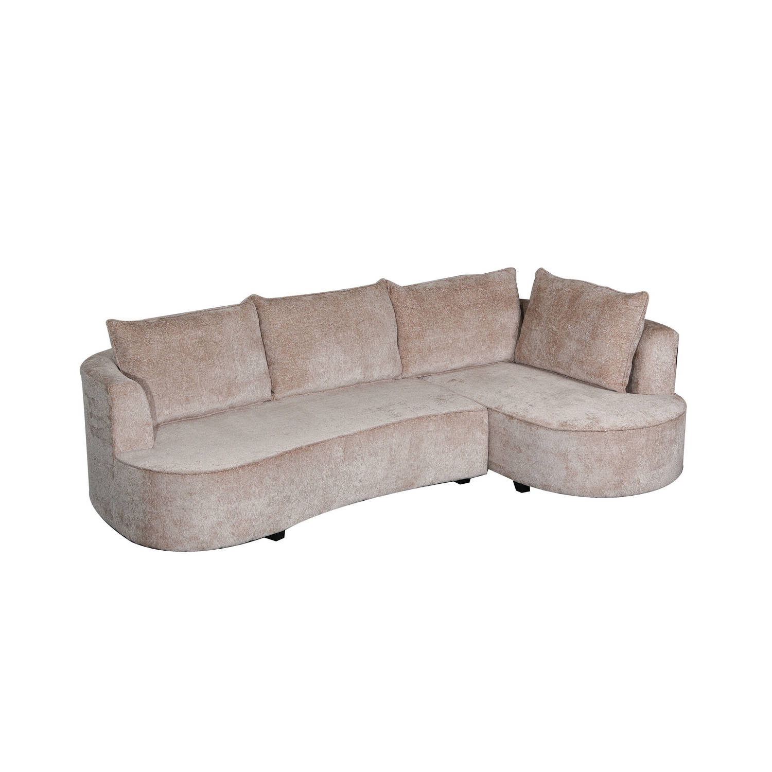 Hoekbank Lando 270cm bank taupe chenille bankstel rechts loungebank