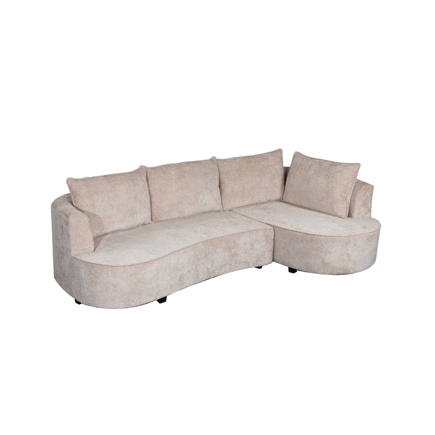 Hoekbank Lando 270cm bank beige chenille bankstel rechts loungebank