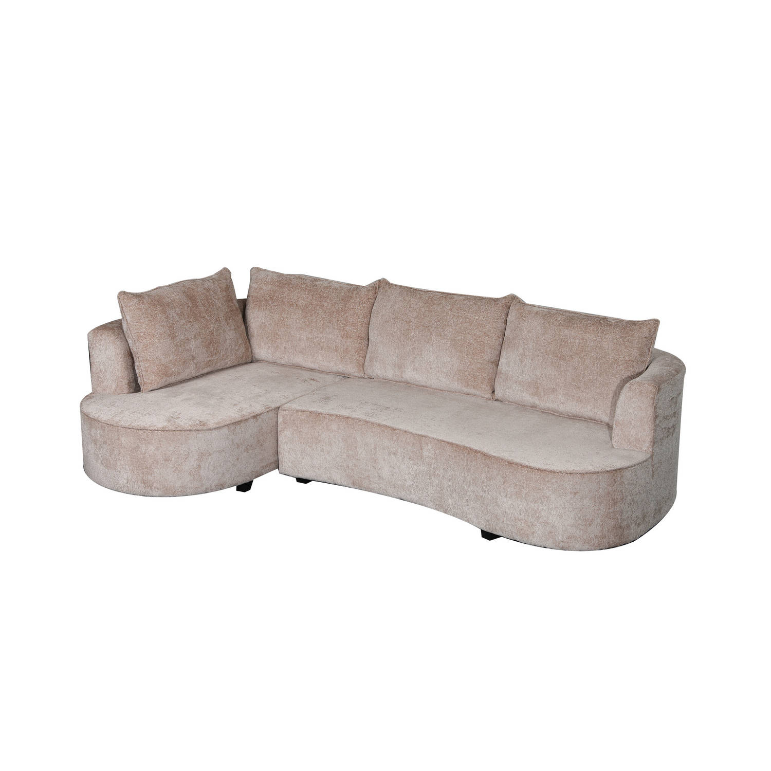 Hoekbank Lando 270cm bank taupe chenille bankstel bankstel links loungebank