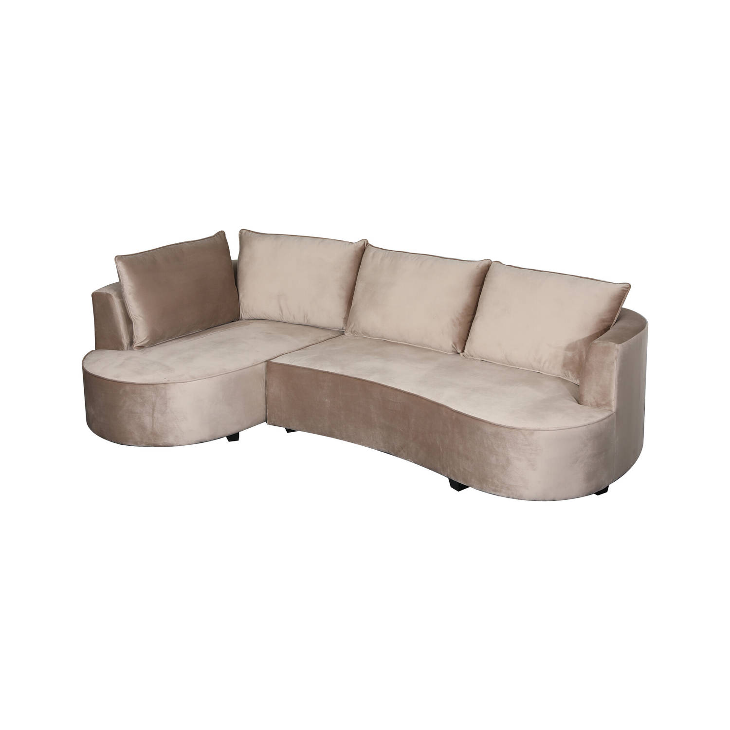 Hoekbank Lando 270cm bank taupe velvet bankstel links loungebank