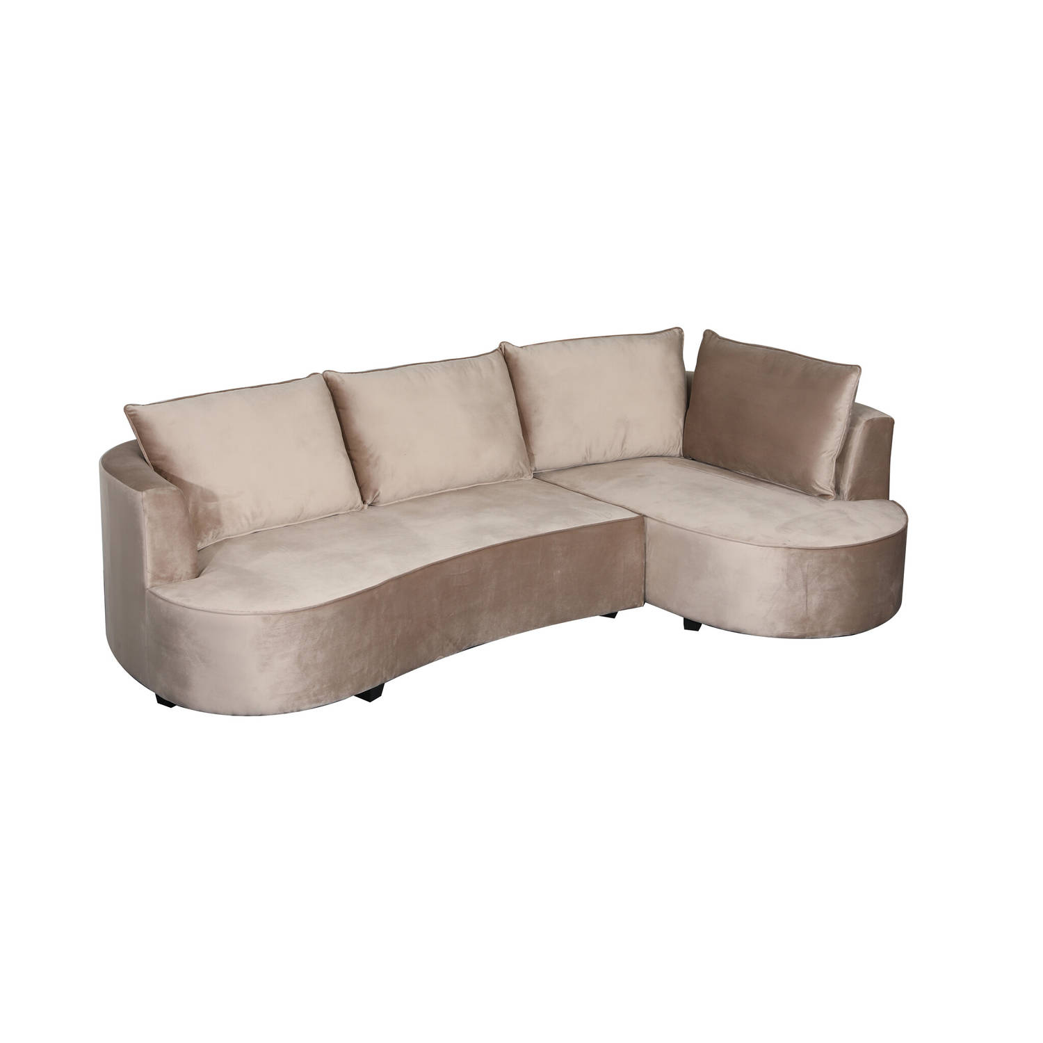 Hoekbank Lando 270cm bank taupe velvet bankstel rechts loungebank