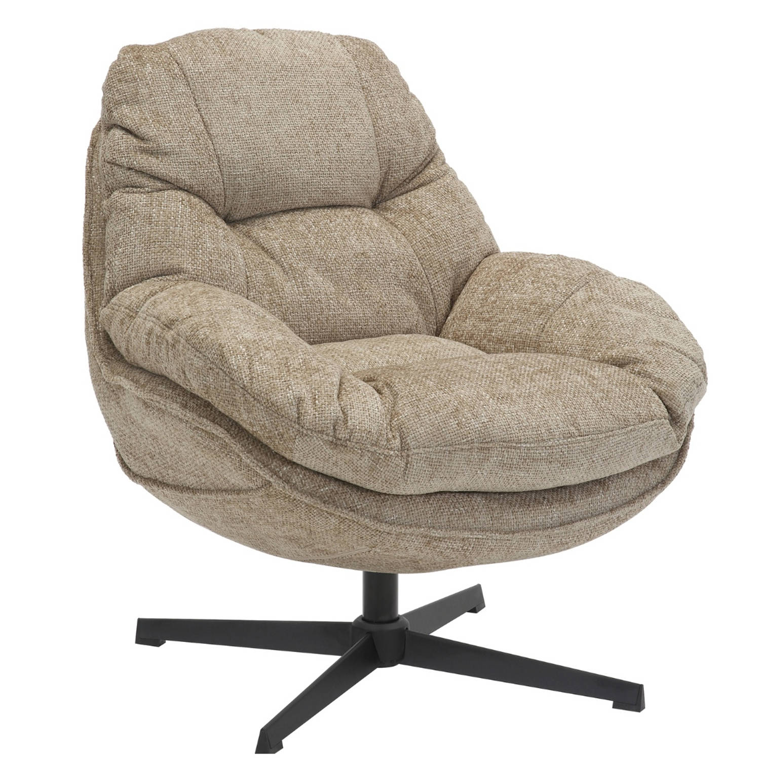 Draaifauteuil Taupe - Stof en Metaal - 88x81x91cm - Fauteuil Leonne - Giga Meubel