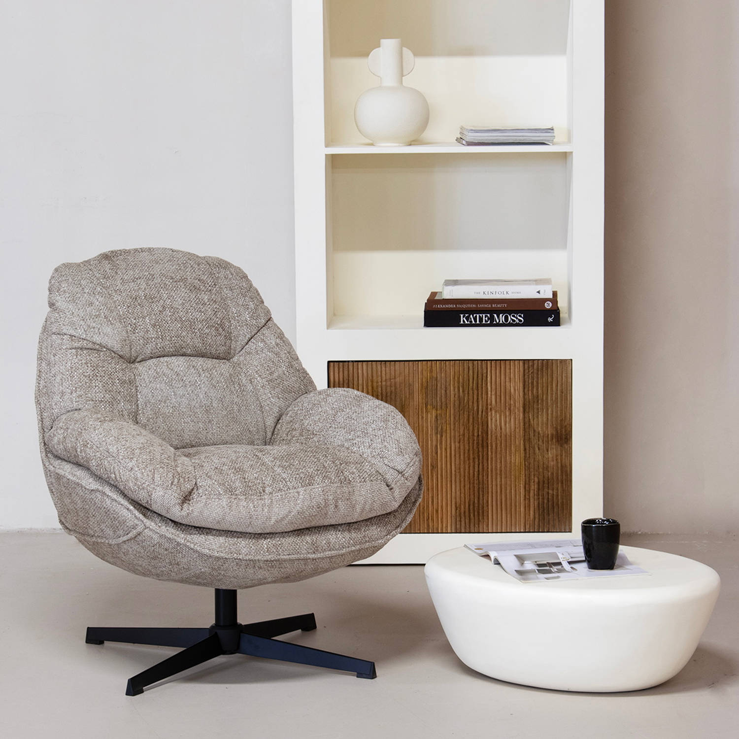 Giga Meubel Draaifauteuil Leonne Taupe