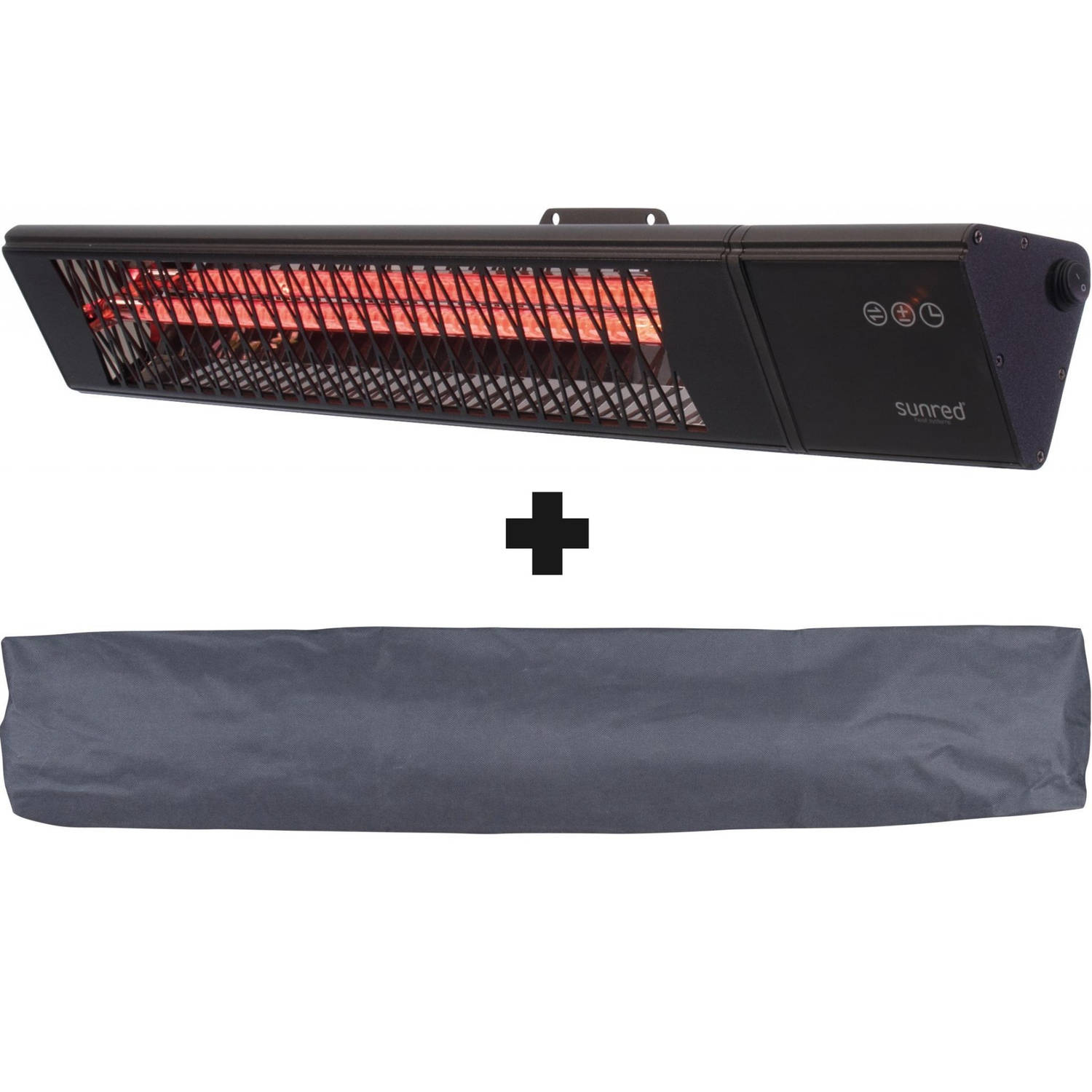 Sunred - COMBIDEAL - Heater & Hoes - Triangle - Dark lijn - Zwart - Wand model - Terrasverwarmer -