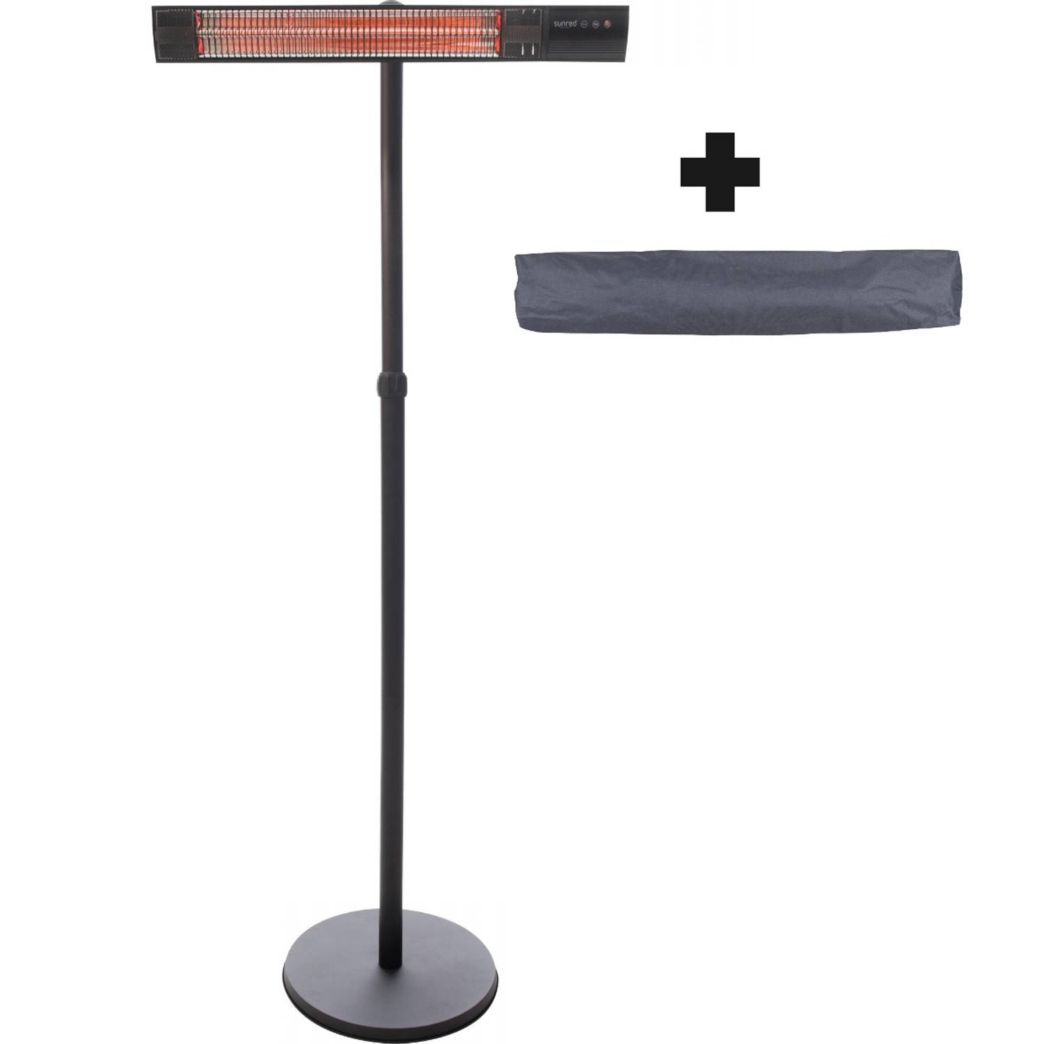 Sunred - COMBIDEAL - Heater & Hoes - Dark lijn - Zwart - Staand model - Terrasverwarmer - Carbon