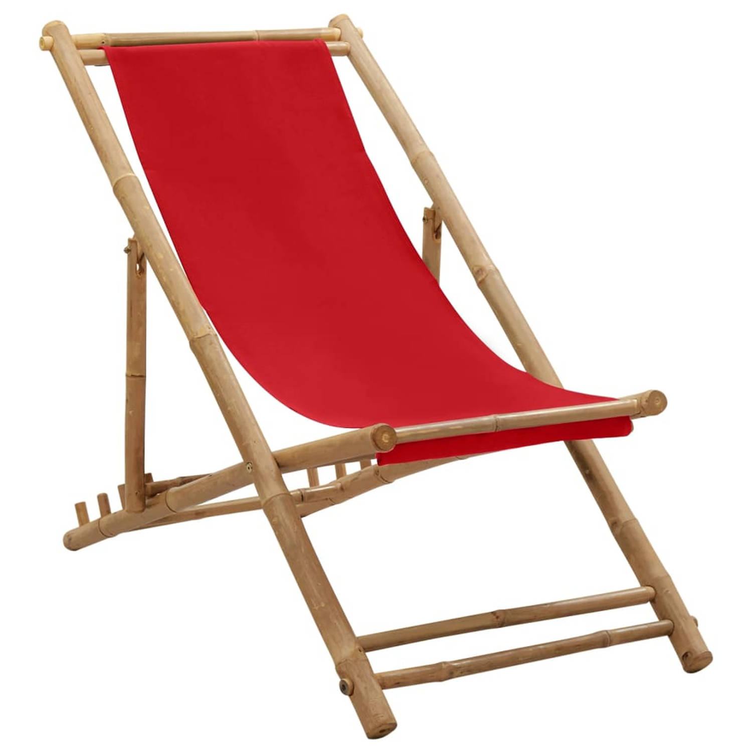 vidaXL Terrasstoel bamboe en canvas rood