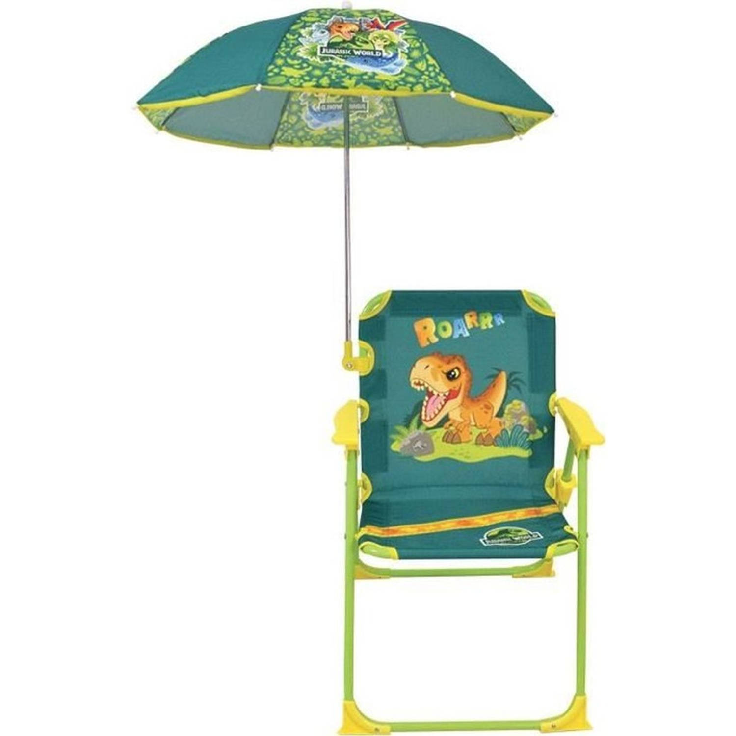 FUN HOUSE JURASSIC WORLD Dinosaur camping klapstoel H.38.5 x B.38.5 x D.37.5 cm Met parasol Ø 65 cm 