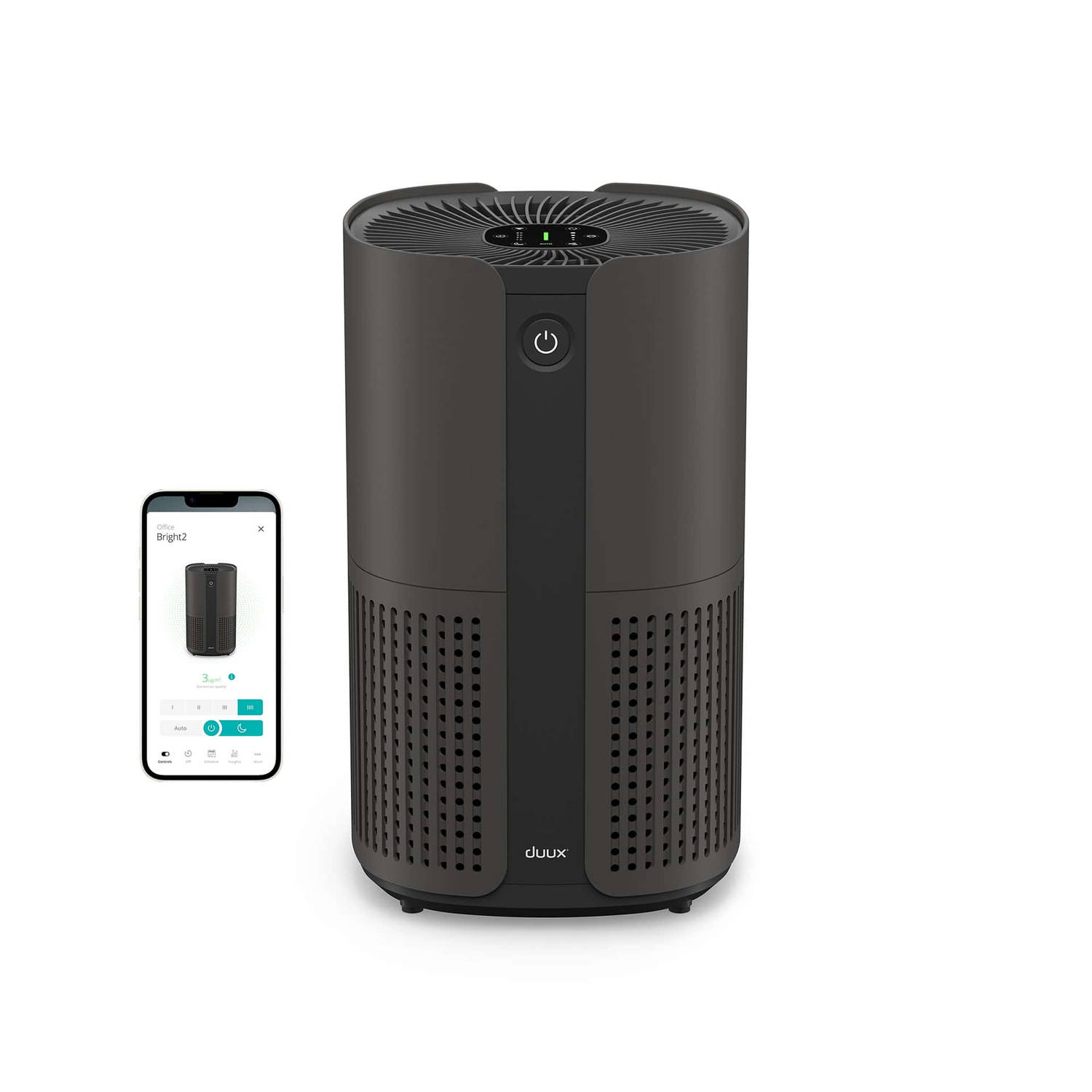 Duux Bright 2 Smart Luchtreiniger - 210 CADR geschikt voor 42m² - Air Purifier met Luchtkwaliteitsindicator en Ionisator - Zwart