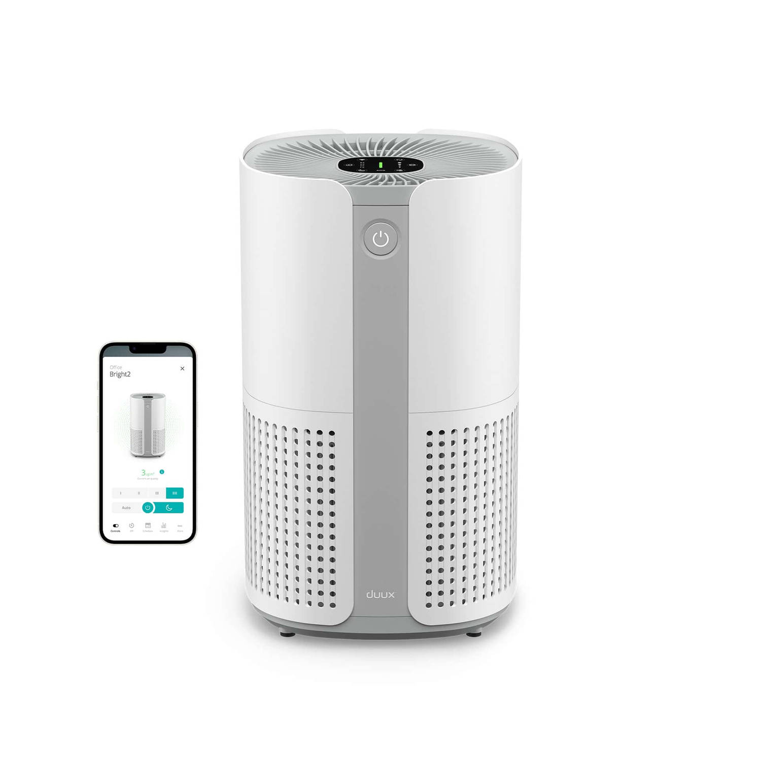 Duux Bright 2 Smart Luchtreiniger - 210 CADR geschikt voor 42m² - Air Purifier met Luchtkwaliteitsindicator en Ionisator - Wit