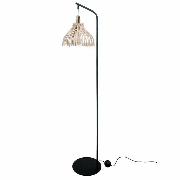 Vloerlamp DKD Home Decor Zwart Metaal Bruin Rotan (40 x 40 x 160 cm)