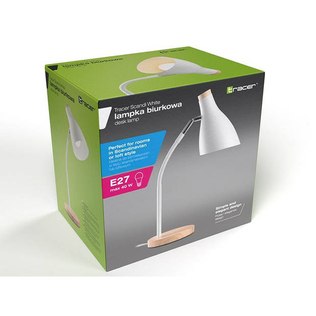 Bureaulamp Tracer Scandi Wit Staal 40 W 15 X 40 X 17 CM