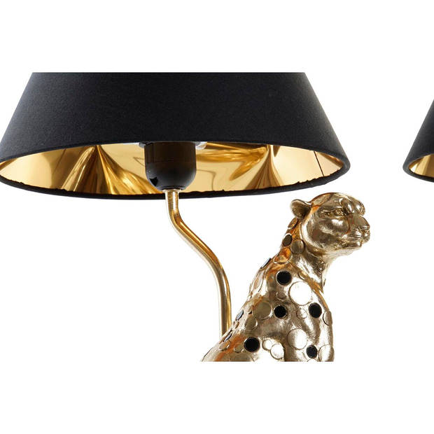 Bureaulamp DKD Home Decor Zilverkleurig Zwart Gouden 26 x 26 x 46 cm Hars 220 V 50 W (2 Stuks)