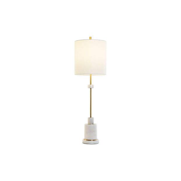 Bureaulamp DKD Home Decor Wit Gouden Metaal Marmer 50 W 220 V 25 x 25 x 81 cm