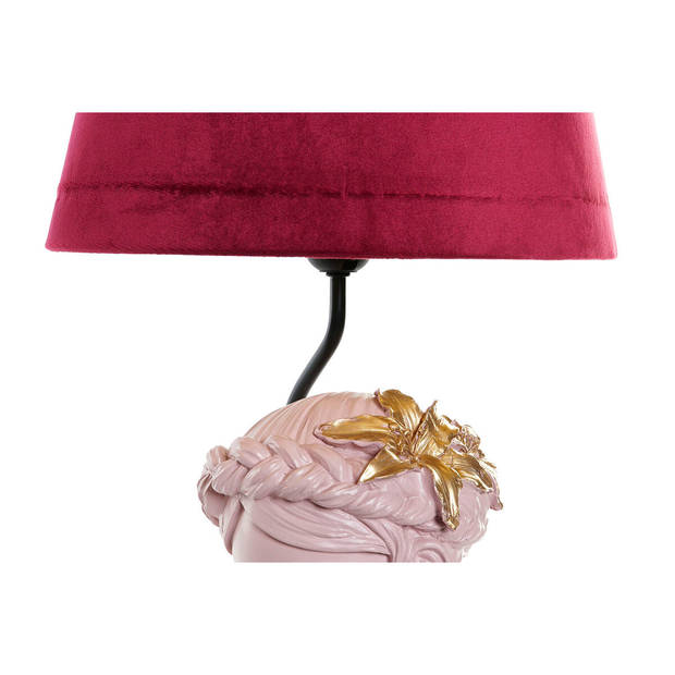 Bureaulamp DKD Home Decor Rood Hars Licht Roze 220 V 50 W 30 x 30 x 49 cm (2 Stuks)