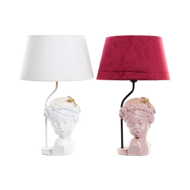 Bureaulamp DKD Home Decor Rood Hars Licht Roze 220 V 50 W 30 x 30 x 49 cm (2 Stuks)