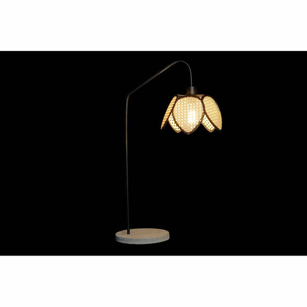 Bureaulamp DKD Home Decor Zwart Grijs Metaal Bruin Rotan 250 V 60 W (25 x 50 x 81 cm)