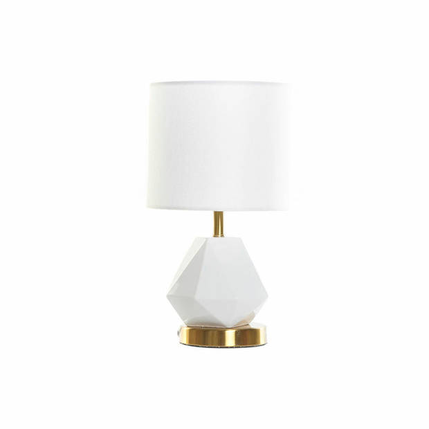 Bureaulamp DKD Home Decor Wit Polyester Metaal Keramisch 220 V Gouden 50 W (20 x 20 x 37 cm)