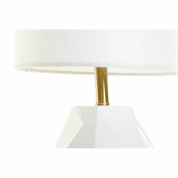 Bureaulamp DKD Home Decor Wit Polyester Metaal Keramisch 220 V Gouden 50 W (20 x 20 x 37 cm)