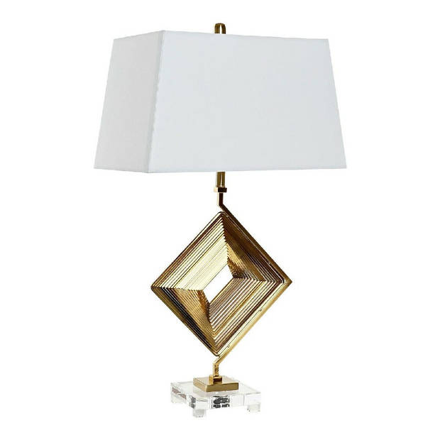 Bureaulamp DKD Home Decor Wit Polyester Metaal Kristal 220 V Gouden 60 W (43 x 25 x 75 cm)