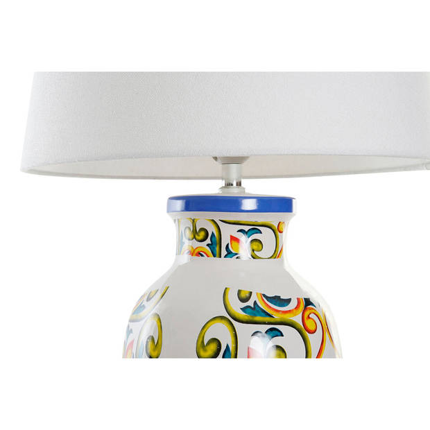 Bureaulamp DKD Home Decor Keramisch Linnen Wit (34 x 34 x 67 cm)