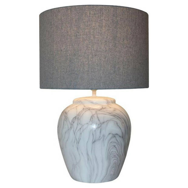 Bureaulamp DKD Home Decor Canvas Keramisch Grijs Wit (38 x 38 x 58 cm)